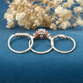 Oval cut Moissanite Matching Diamonds | Lab Grown Emerald |  Natural Pink Sapphires  Rose Gold Wedding Bridal Set