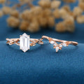 Long Hexagon cut Lab-Grown Diamond Wedding Bridal Set