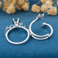 Nature Inspired 1.2Carat Pear cut Moss Agate Leaf Rose Gold Wedding Bridal Set