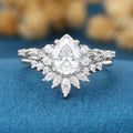 Pear Cut Moissanite Rose Gold Wedding Bridal Set