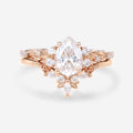 Pear Cut Moissanite Rose Gold Wedding Bridal Set