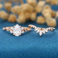 Pear Cut Moissanite Rose Gold Wedding Bridal Set