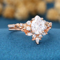 Pear Cut Moissanite Rose Gold Wedding Bridal Set