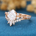 Pear Cut Moissanite Rose Gold Wedding Bridal Set