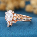 Pear Cut Moissanite Rose Gold Wedding Bridal Set