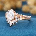 Pear Cut Moissanite Rose Gold Wedding Bridal Set