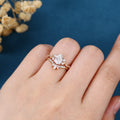 Pear Cut Moissanite Rose Gold Wedding Bridal Set