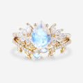 Pear cut Moonstone | Moissanite Cluster Wedding Bridal Set