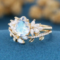 Pear cut Moonstone | Moissanite Cluster Wedding Bridal Set