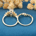Pear cut Moonstone | Moissanite Cluster Wedding Bridal Set