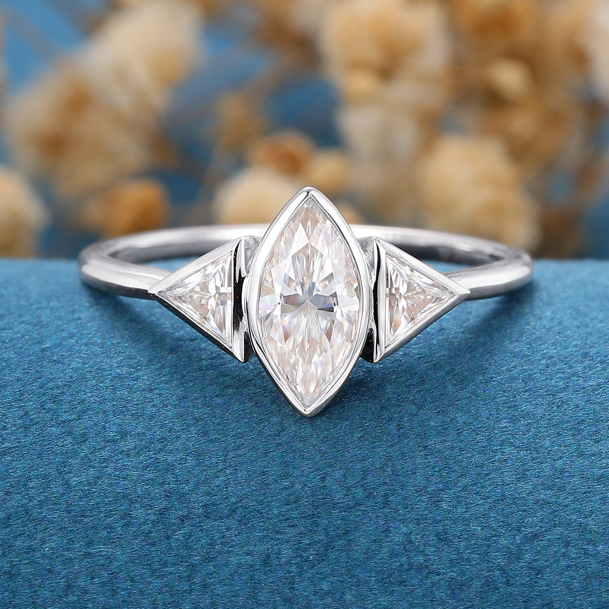 Marquise cut Moissanite | Trillion cut Diamond Engagement ring