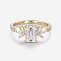 1 Carat Emerald cut Moissanite Cluster Engagement ring