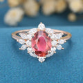 Oval cut Tourmaline Cluster Engagement ring