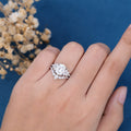 Oval cut Cluster Moissanite engagement ring set vintage