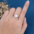 Emerald cut Moissanite Cluster Engagement ring Bridal Set