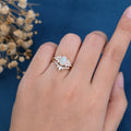 Oval cut Opal Cluster Engagement Bridal Set