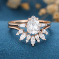 Pear Moissanite | Baguette Diamond Engagement ring Bridal Set