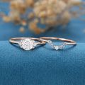 Round cut Moissanite Engagement ring Bridal Set