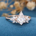 Kite cut Moissanite Cluster Engagement Ring
