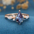 Kite Cut Alexandrite Cluster Engagement Ring