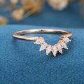 Marquise Moissanite | Diamond Curved Wedding Band Ring