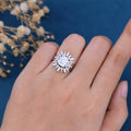 1.75 Carat Emerald cut Moissanite Cluster Engagement Ring Bridal Set
