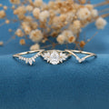 3PCS Pear cut Moissanite Cluster Engagement ring Bridal Set