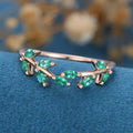 Marquise cut Natural Emerald Curved Wedding Band Ring