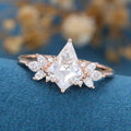 Kite cut Moissanite Cluster Engagement Ring