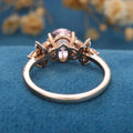 Oval cut Morganite Cluster Engagement Ring