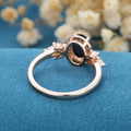 Oval cut Black Onyx Cluster Engagement Ring