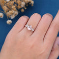 Oval cut Morganite Cluster Engagement Ring