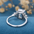 6*9mm 2.25 Carat Emerald cut Moissanite Cluster Engagement Ring