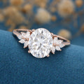 9*11mm 4 Carat Oval cut Moissanite Cluster Engagement ring
