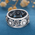 Antique Silver 925 Flower ring moissanite wedding band
