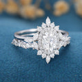 Oval cut Moissanite Engagement ring Bridal Set