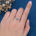 Blue-Green Sapphire Curved Wedding Band Ring