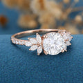 7mm Round cut Moissanite Cluster | Half Eternity Engagement ring