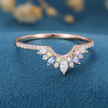 Moissanite | Opal | Moonstone Curved Wedding Band Ring
