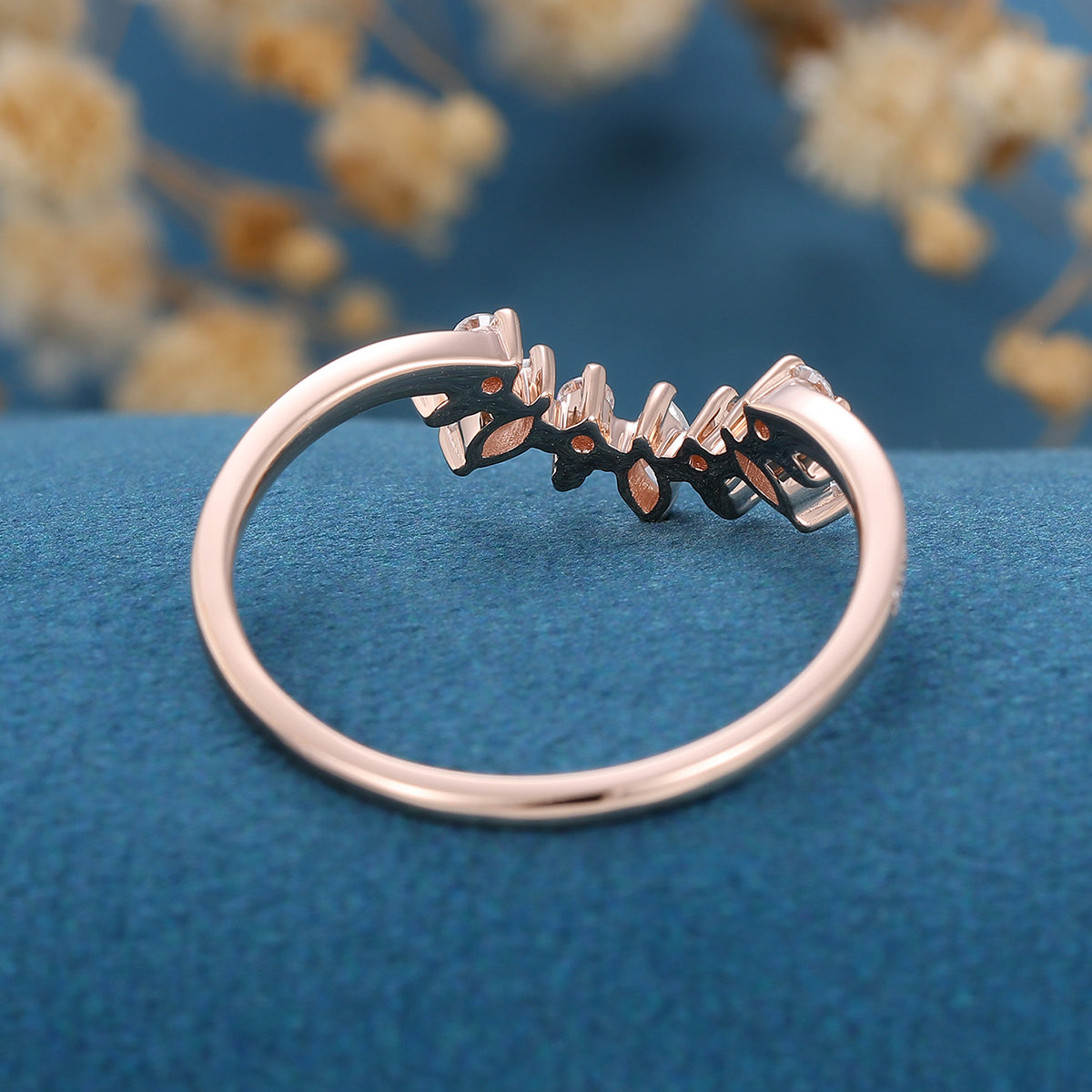 Marquise cut Moissanite /Diamond Curved Wedding Band Ring