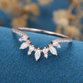 Marquise cut Moissanite /Diamond Curved Wedding Band Ring