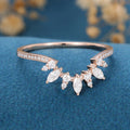 Marquise cut Moissanite /Diamond Curved Wedding Band Ring