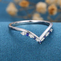 Natural Sapphire | Diamond Curved Wedding Band Ring