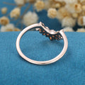 Marquise cut moonstone | Round Diamond Curved Wedding Band Ring