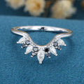 Moissanite | Black diamond Curved Wedding Band Ring