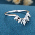 Moissanite | Black diamond Curved Wedding Band Ring