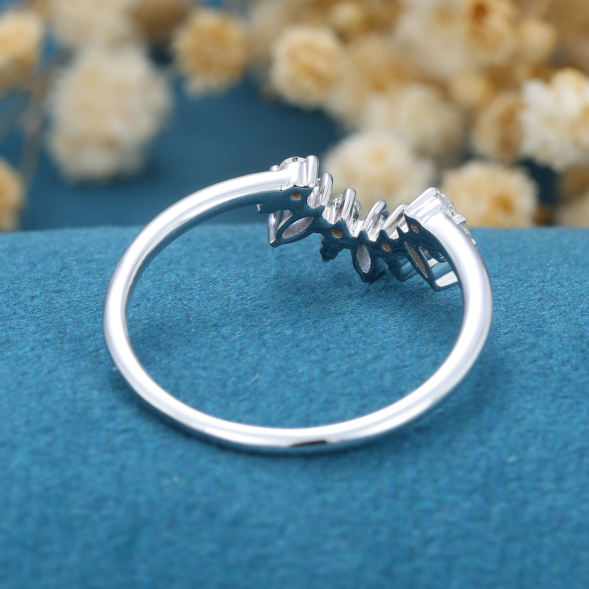 Marquise cut Alexandrite Curved Wedding Band Ring