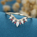 Marquise Moissanite | Black Diamond Curved Wedding Band Ring