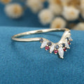 Marquise Moissanite | Black Diamond Curved Wedding Band Ring