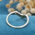 Marquise Moissanite | Black Diamond Curved Wedding Band Ring